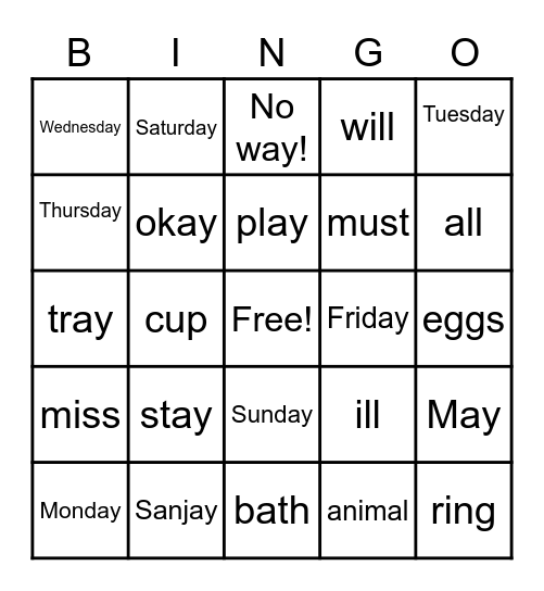 Sanjay stays in bed Bingo Card