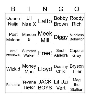 SONG-GO Bingo Card