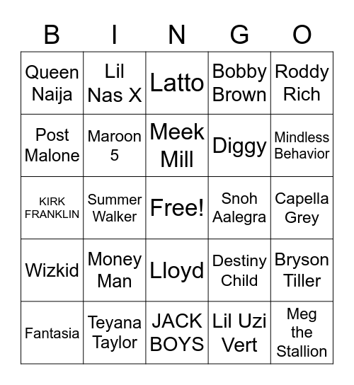 SONG-GO Bingo Card