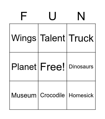 I Can Be Anything Bingo Card