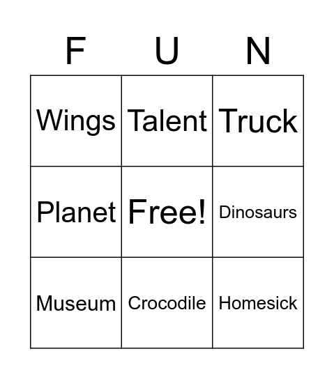 I Can Be Anything Bingo Card