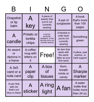 Wacky Workspace Bingo Card