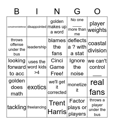 Al Golden Faggotry Bingo Card