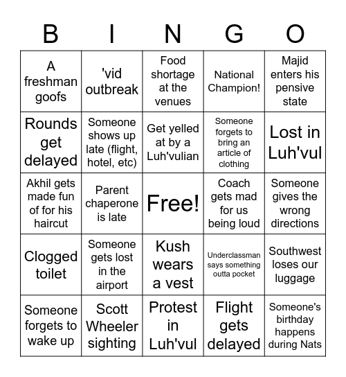 Bingo Bongo Bingo Card