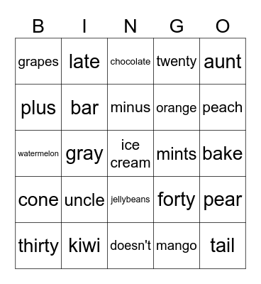 LA 2A U4 Bingo Card