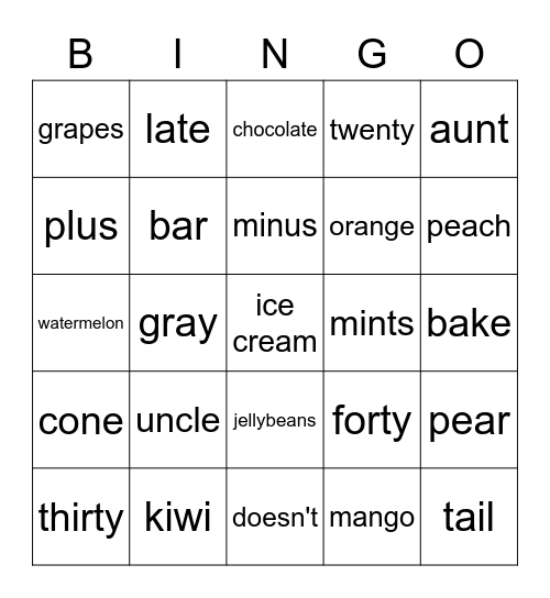 LA 2A U4 Bingo Card