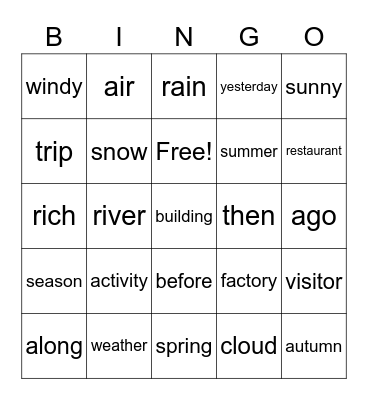 B2L6 單字 Bingo Card