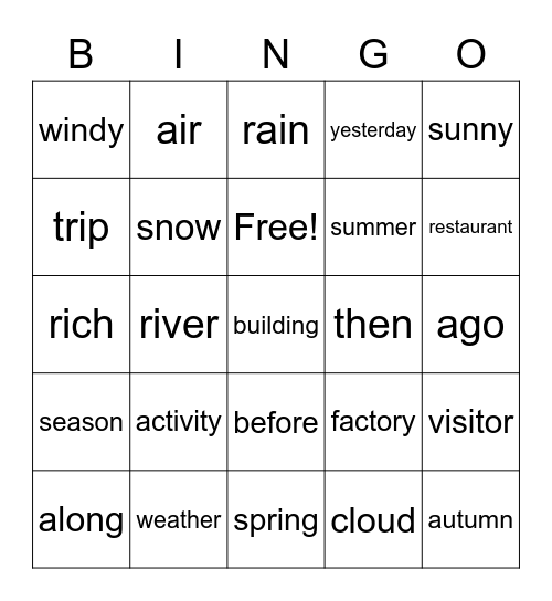 B2L6 單字 Bingo Card