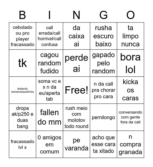 bingo do cs Bingo Card