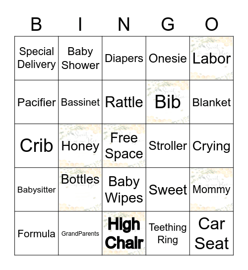 Sweet As Can Bee Bingo Card