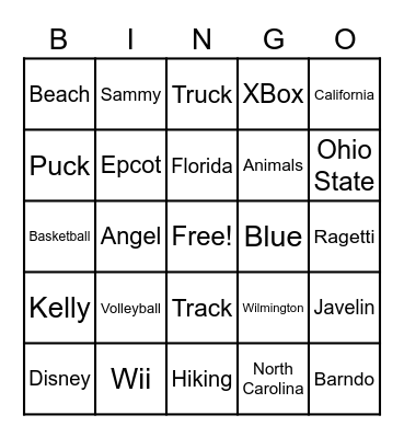 Morgan & Alex Bingo Card