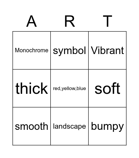 Art Bingo Card