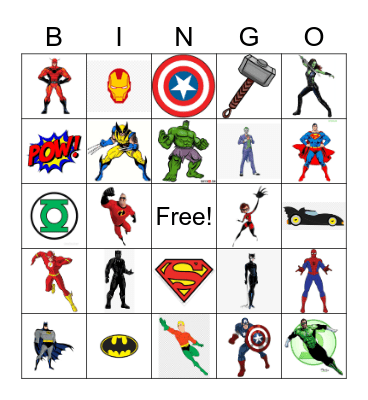 SUPERHERO BINGO Card