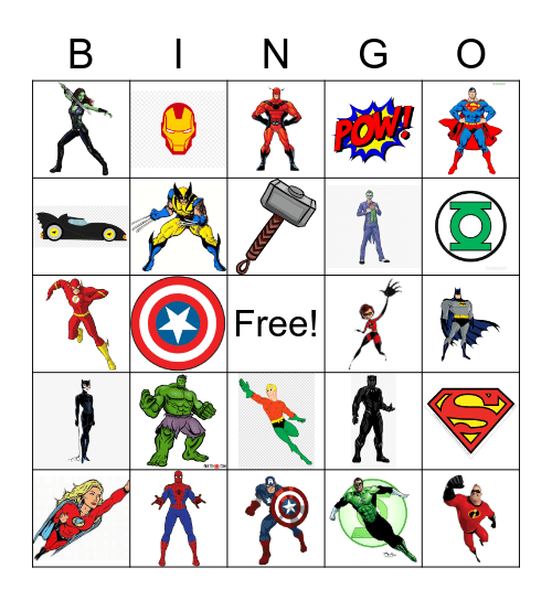 SUPERHERO BINGO Card