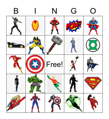 SUPERHERO BINGO Card