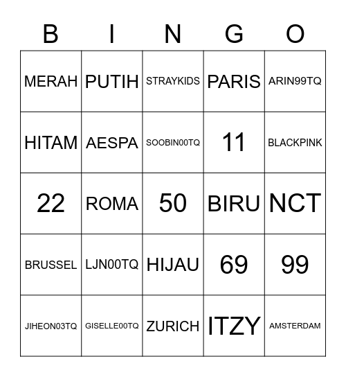 The Qubies Bingo Card