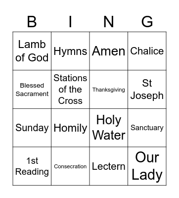 Celebrating the Mass! Bingo Card