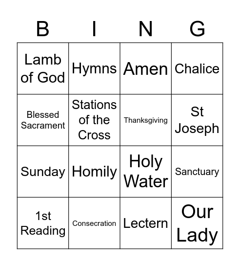 Celebrating the Mass! Bingo Card