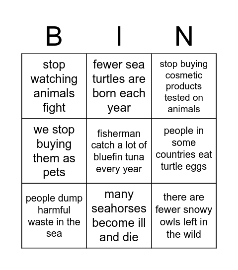 Name:_________________ Bingo Card