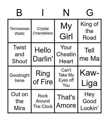 MUSIC BINGO Card