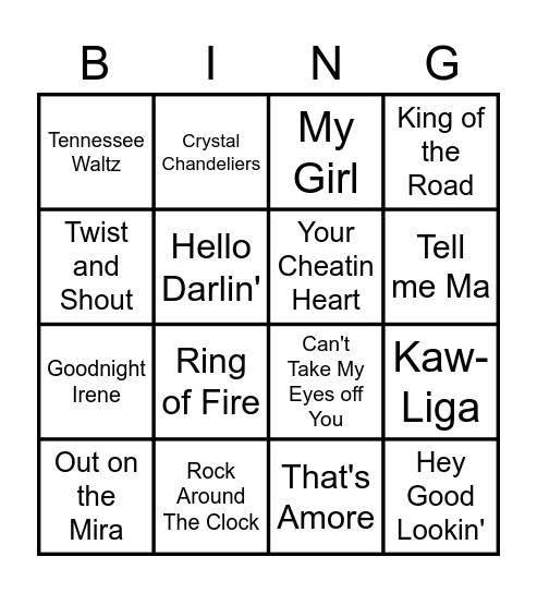 MUSIC BINGO Card