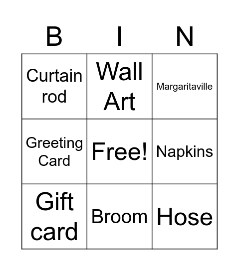 Megan's Bridal Shower BINGO Card