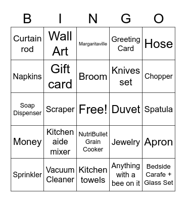 Megan's Bridal Shower BINGO Card