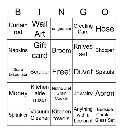 Megan's Bridal Shower BINGO Card