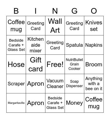 Megan's Bridal Shower BINGO Card