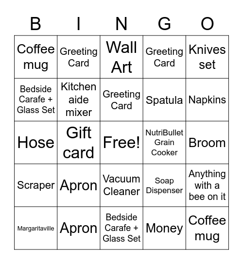 Megan's Bridal Shower BINGO Card