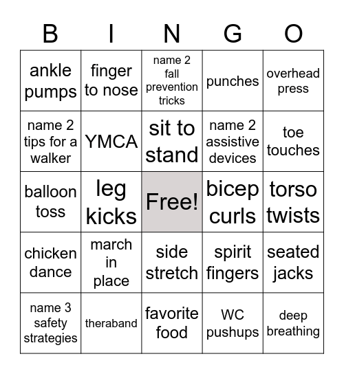 Therapy BINGO Card