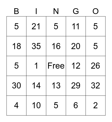 TDMS TEST Bingo Card