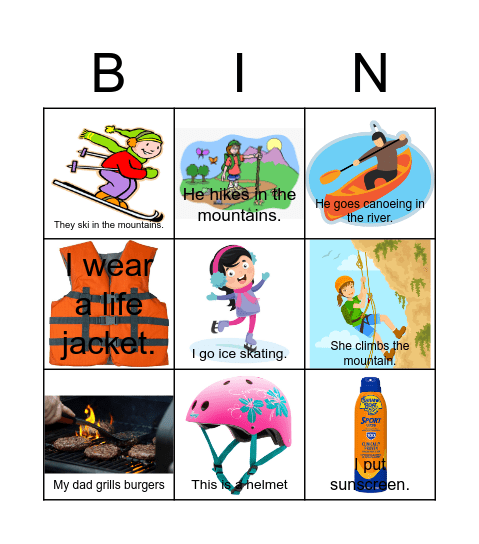 Everybody Up 4 Unit 1 Bingo Card