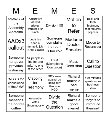 AMA MSS Day 2 Bingo Card