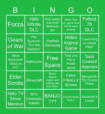 Microsoft / Bethesda Bingo Card