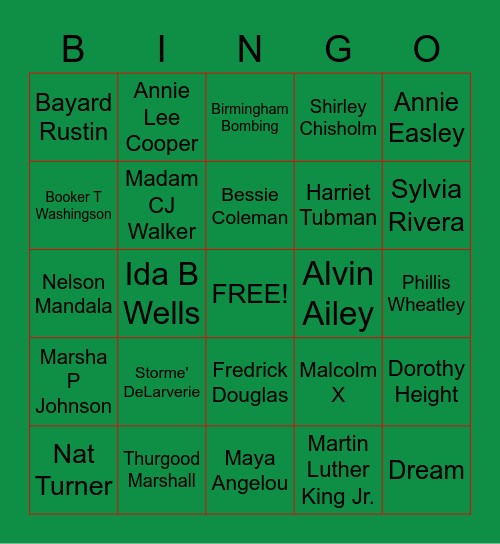 Juneteenth Celebration Bingo Card