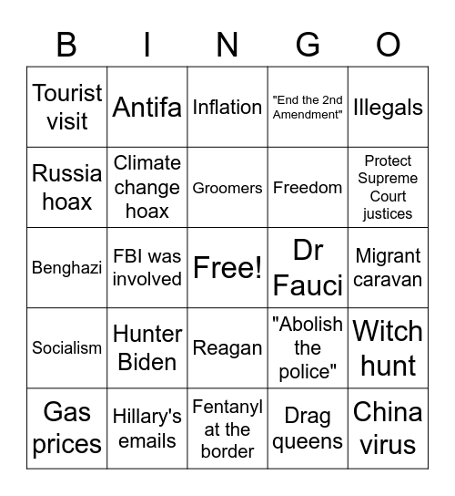 Jan 6 distractions Bingo Card