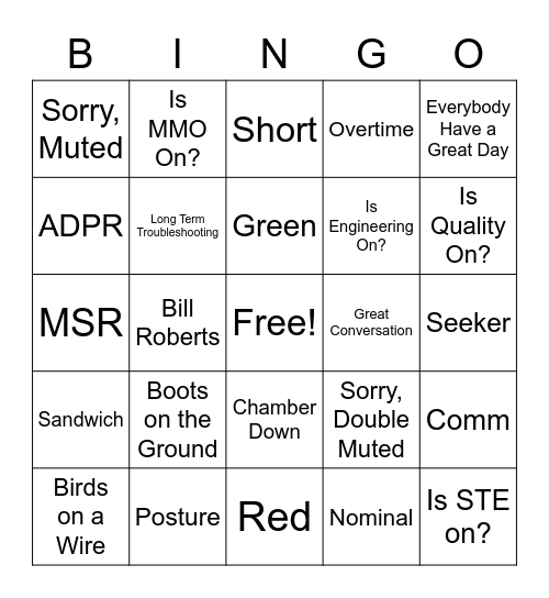 Tier Meeting Bingo! Bingo Card