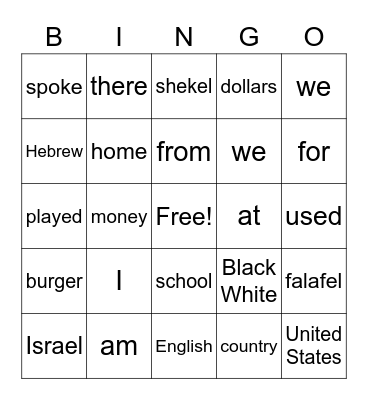 Newcomers Bingo Card