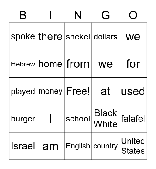 Newcomers Bingo Card