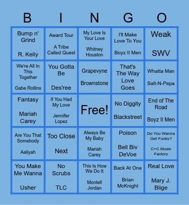 Gabe's Billboard Music Bingo Card