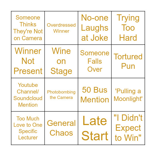 BAFTAR BINGO Card