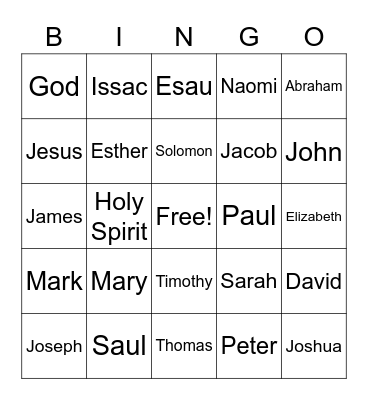 Bible Bingo Card