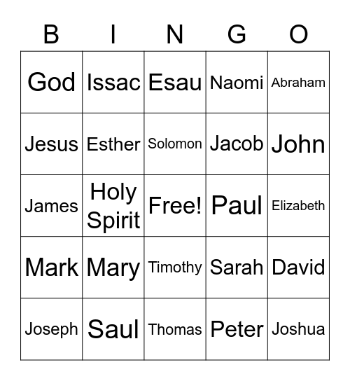 Bible Bingo Card