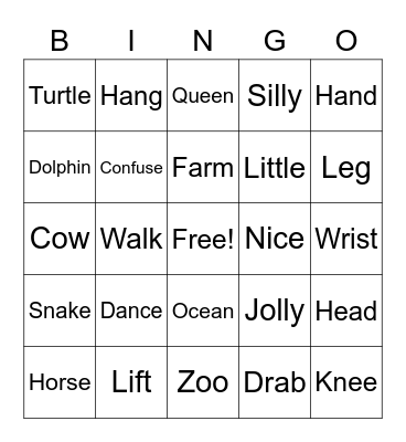 Smelly Cat Bingo Card