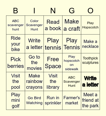 Google Docs Bingo Card