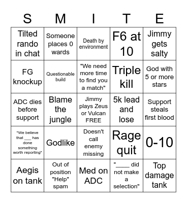 I want to die Bingo Card