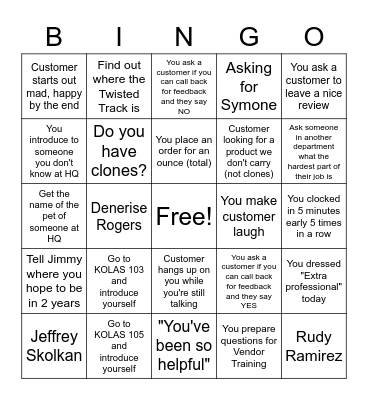 CALL CENTER Bingo Card