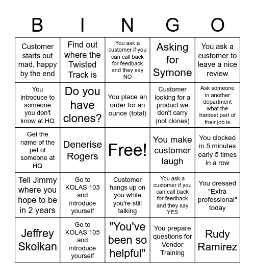 CALL CENTER Bingo Card