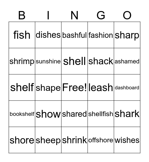 SH Bingo Card